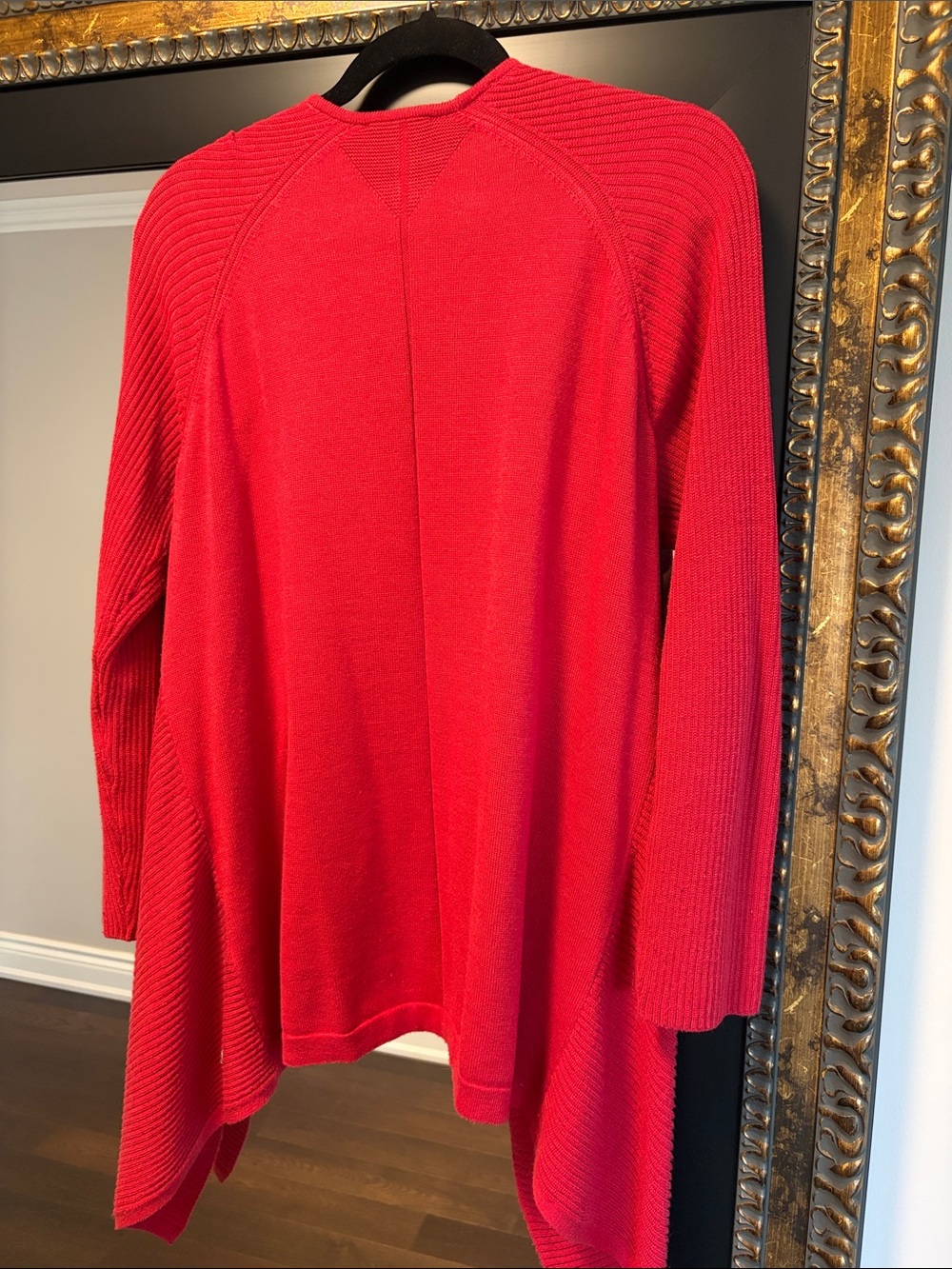 Open-Front Red Ribbed Cardigan - Picture 3 of 3